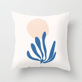 Matisse inspired Blue and Peach Leaf Cutout Throw Pillow