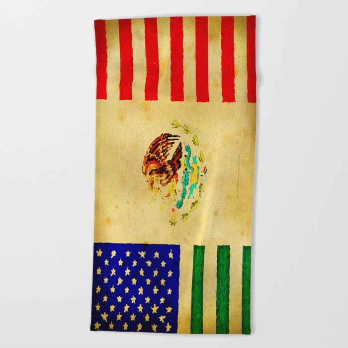 MEXICAN AMERICAN FLAG - 017 Beach Towel