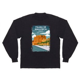 Palma De Mallorca Spain Vintage Minimal Retro Travel Poster Long Sleeve T-shirt