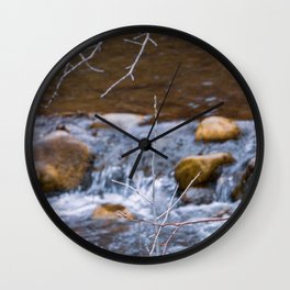 Trees over Flowing Water Wall Clock