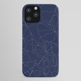 Navy Abstract Botanical Geometric Print iPhone Case | Leaf Outline, Botanical, Line Art, Navy, Monsterra, Foliage, Drawing, Home Gift, Leaf Decorel, New House 