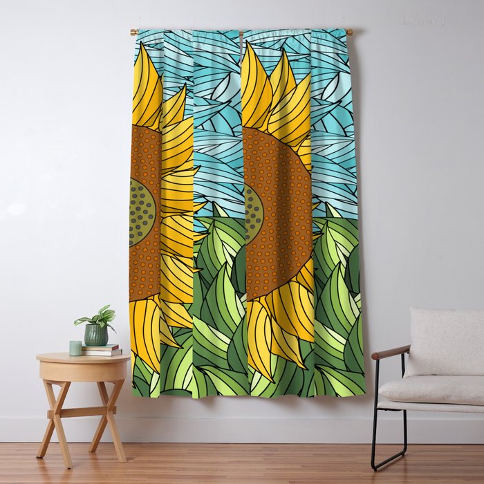 Sunny Day Abstract Flowers Blackout Curtain By Absentisdesigns