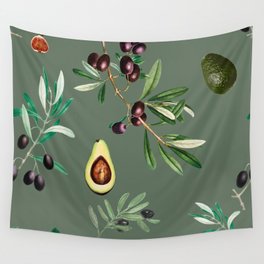 Olives, Mediterranean art, avocado art Wall Tapestry