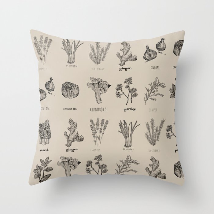 Herbs + things Throw Pillow