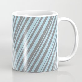 [ Thumbnail: Grey & Light Blue Colored Lines Pattern Coffee Mug ]