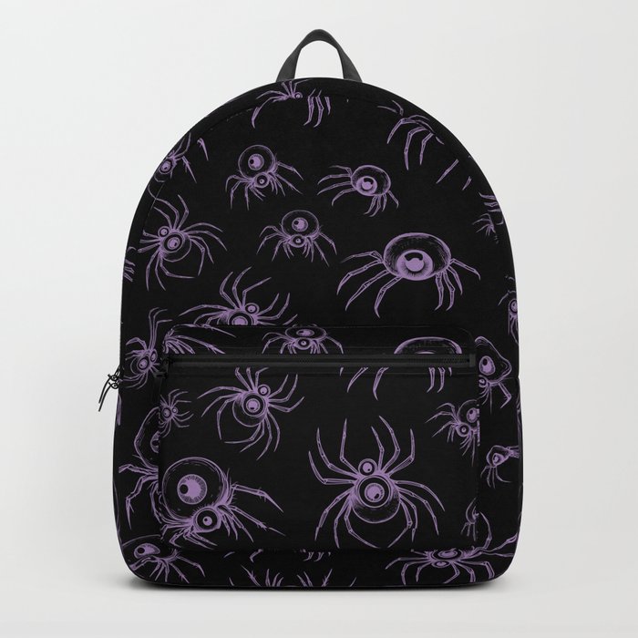Eyeball Spiders Creepy Spiders Creepy Eyes Black Purple Violet Backpack