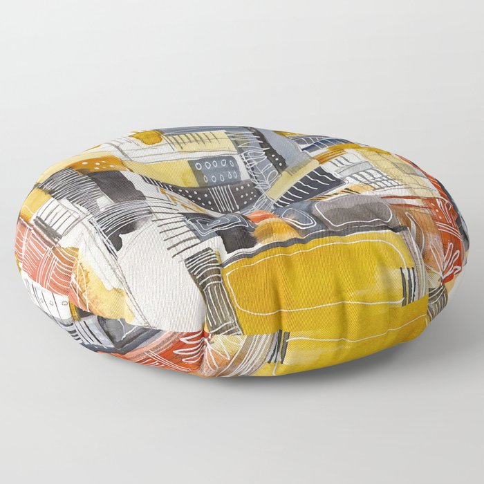 Autumn Rituals Abstract Painting Floor Pillow