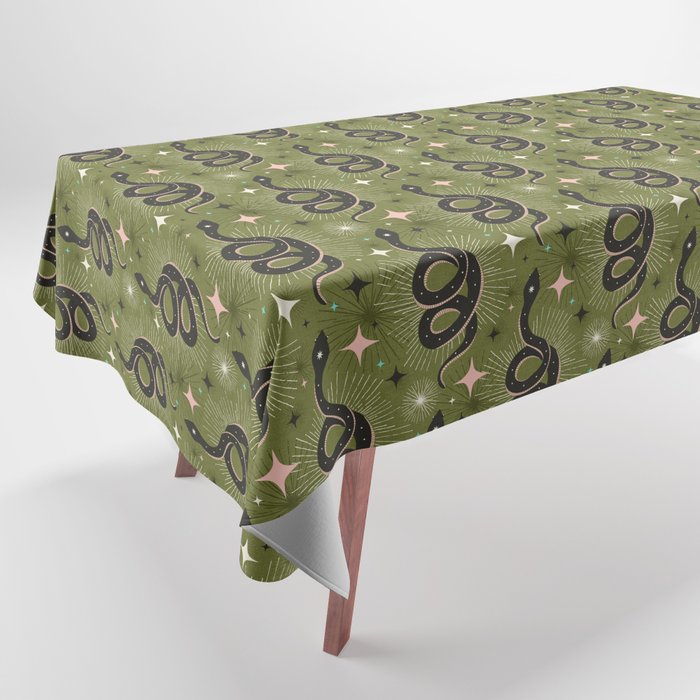 Slither Through The Stars Green Tablecloth