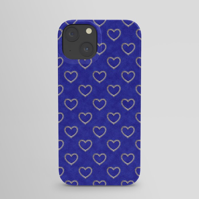 Denim with hearts iPhone Case