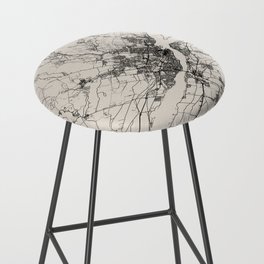 Quebec, Canada Map - Black and White Artistic  Bar Stool