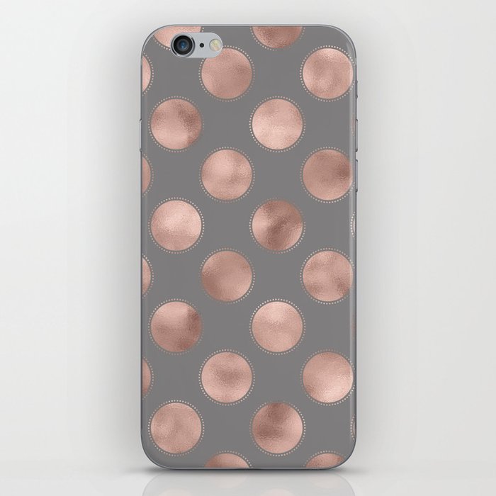 Rosegold Pink Metal Polkadots On Grey Background Dots Iphone