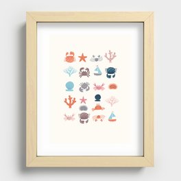 Beach Buddies Crabs Boats and Coral Recessed Framed Print