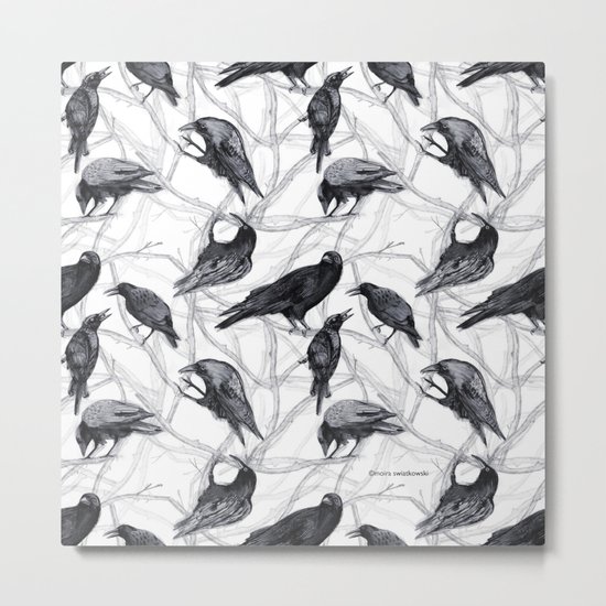 Crow Pattern Metal Print