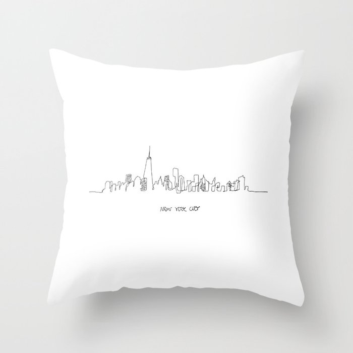New York City Skyline Drawing Throw Pillow