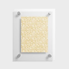 Tan And White Eastern Floral Pattern Floating Acrylic Print