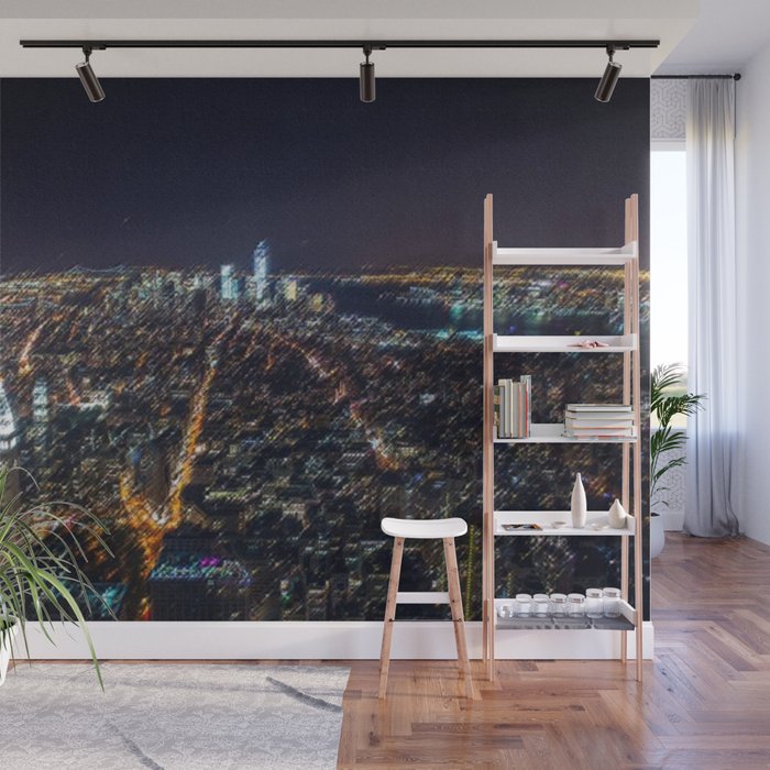 Midtown Manhattan and Freedom Tower Landscape Painting by Jeanpaul Ferro Wall Mural