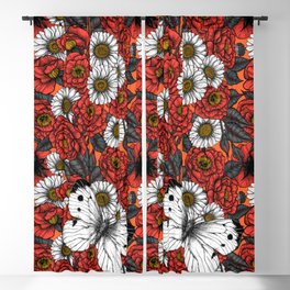White butterfly and roses  Blackout Curtain