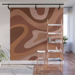 Modern Abstract Pattern 12 in Earthy Terracotta (Liquid Swirl Design) Wall Mural