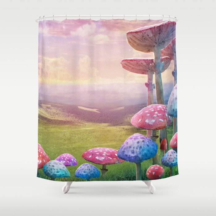 Wonderland Landscape With Mushrooms Shower Curtain