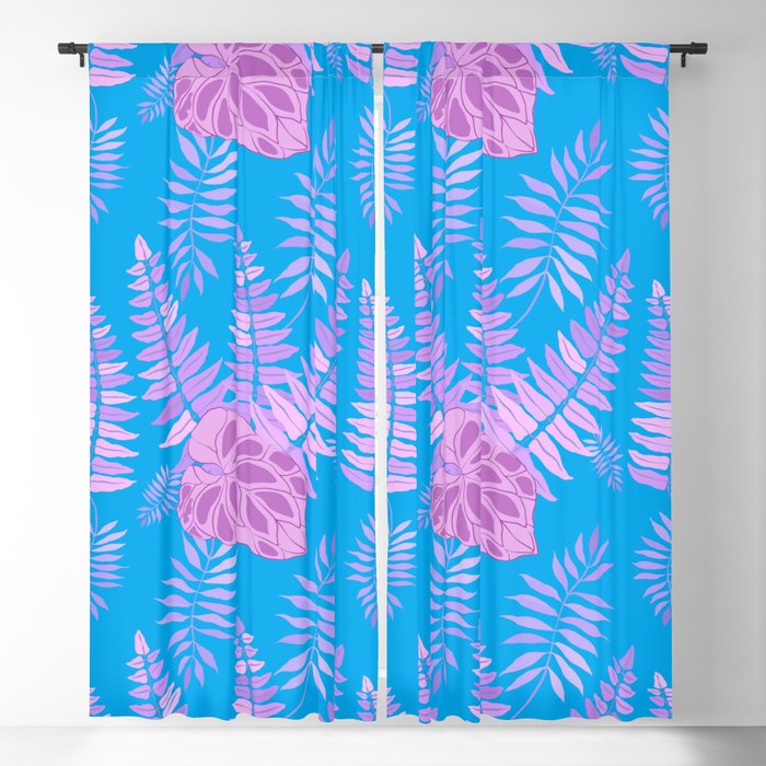 Modern abstract seamless pattern with watercolor tropical leaves design. Retro summer background. Jungle foliage illustration. Swimwear botanical design. Vintage exotic design. Vintage. Blackout Curtain