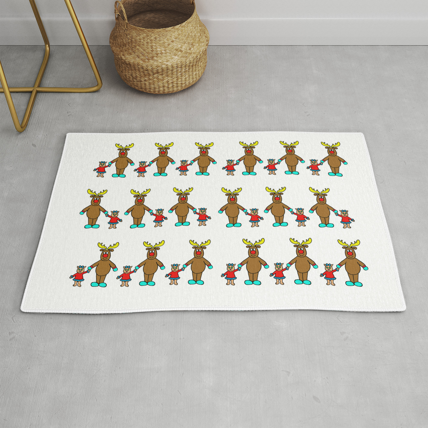 Cute Christmas Buddies Pattern Rug By Marionspatterndesign