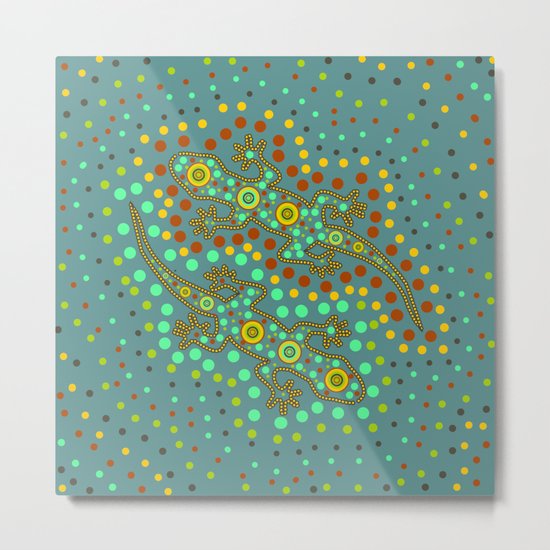 Lizards- aboriginal art Metal Print