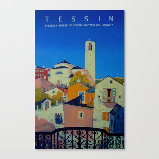 Vintage Tessin Switzerland Travel Canvas Print