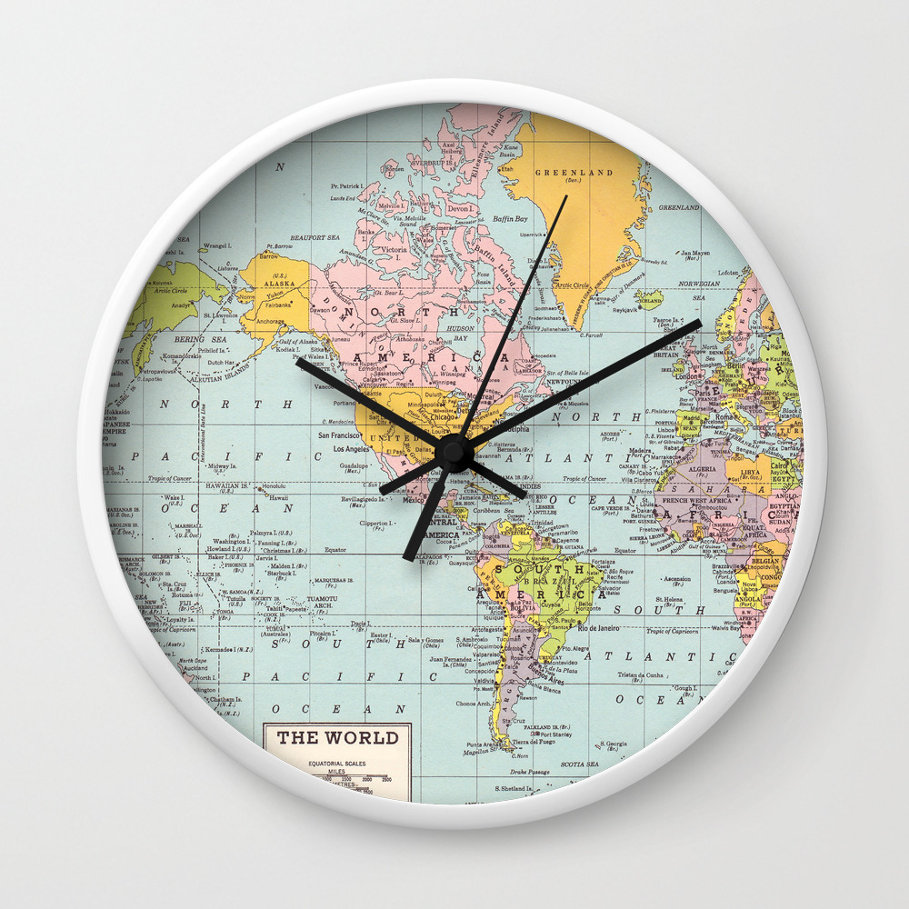 Colourful World Map Wall Clock 