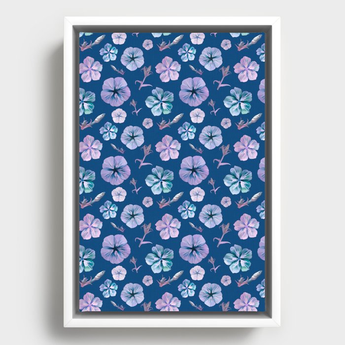 Blue and Pink Phlox Flowers Framed Canvas