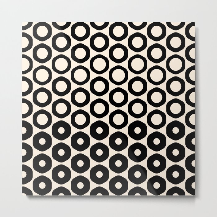 Vrittam Modern Minimalist Geometric Pattern in Black and Almond Cream Metal Print