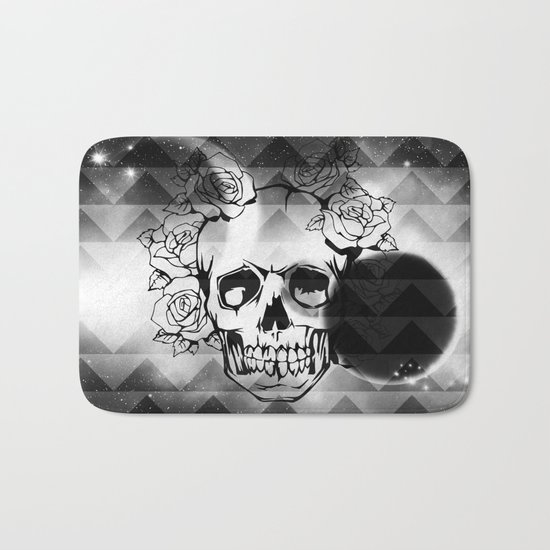 bw space skull Bath Mat