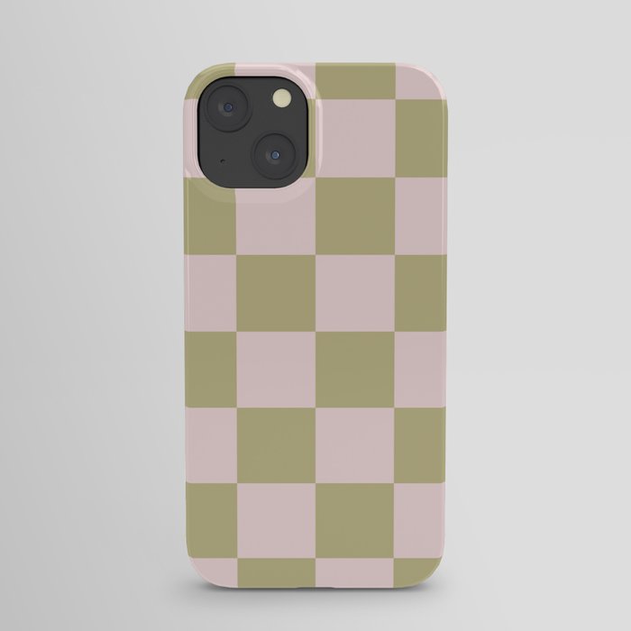 Pastel Checkerboard \\ PASTEL PINK \ MUTED GREEN iPhone Case