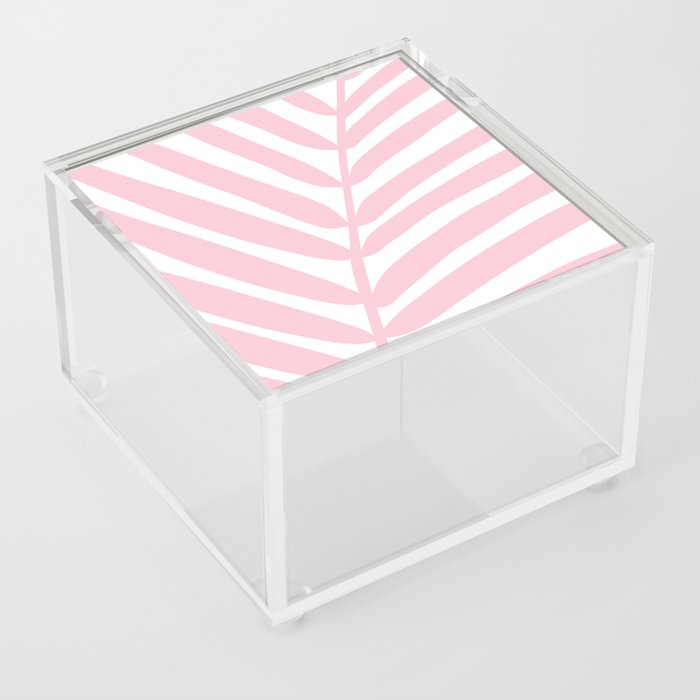 Palm Leaf Print Baby Pink Preppy Minimalistic Pattern Modern Decor Acrylic Box