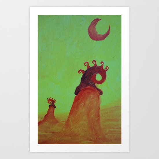 Plants and Moon Art Print