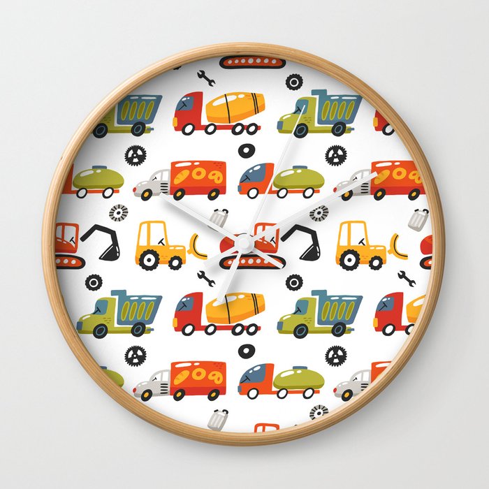Trucks Pattern Wall Clock