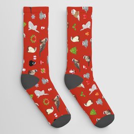 Christmas cats pattern decor. Socks