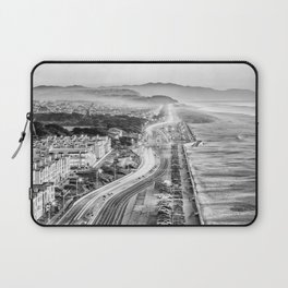 Ocean Beach Drive Black and White Laptop Sleeve
