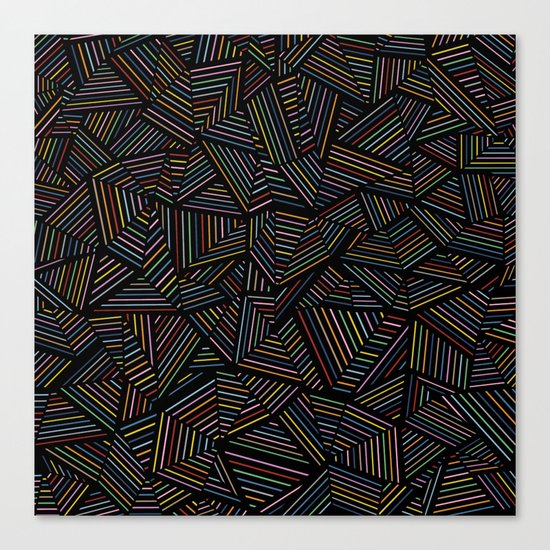 Ab Linear Rainbow Black Canvas Print