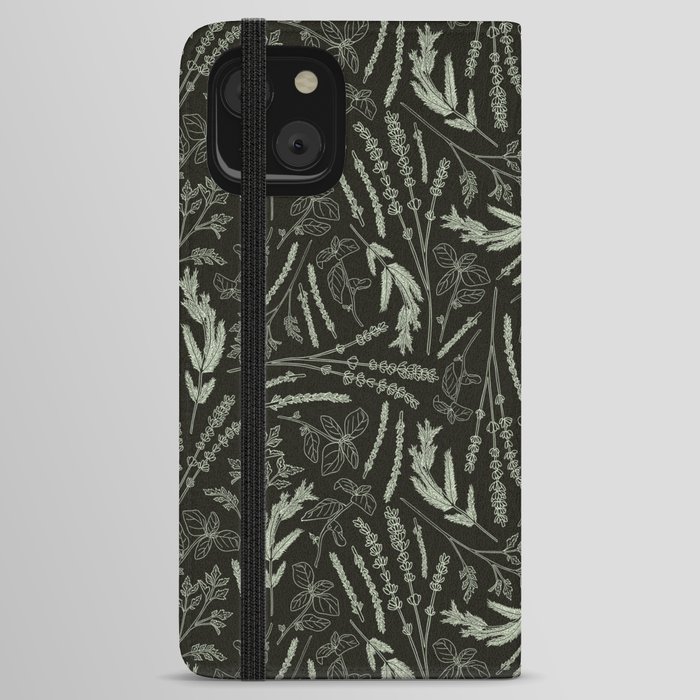 Fresh Herbs on a Dark Background iPhone Wallet Case