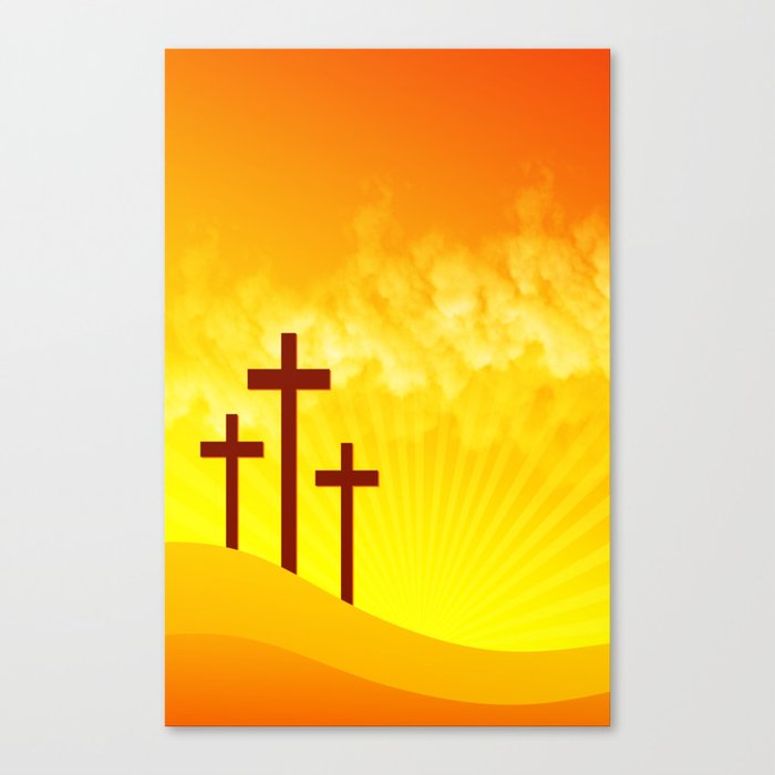 Crucifixion of Jesus Christ Sunset Canvas Print