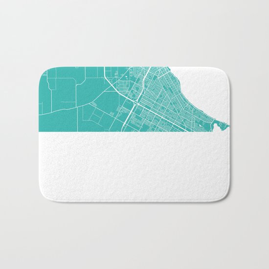 Corpus Christi map turquoise Bath Mat