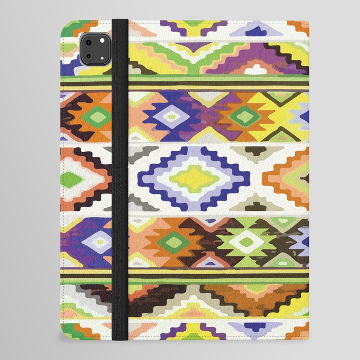 Brown geometric aztec pattern colorful decoration mexican clothes ethnic boho chic iPad Folio Case