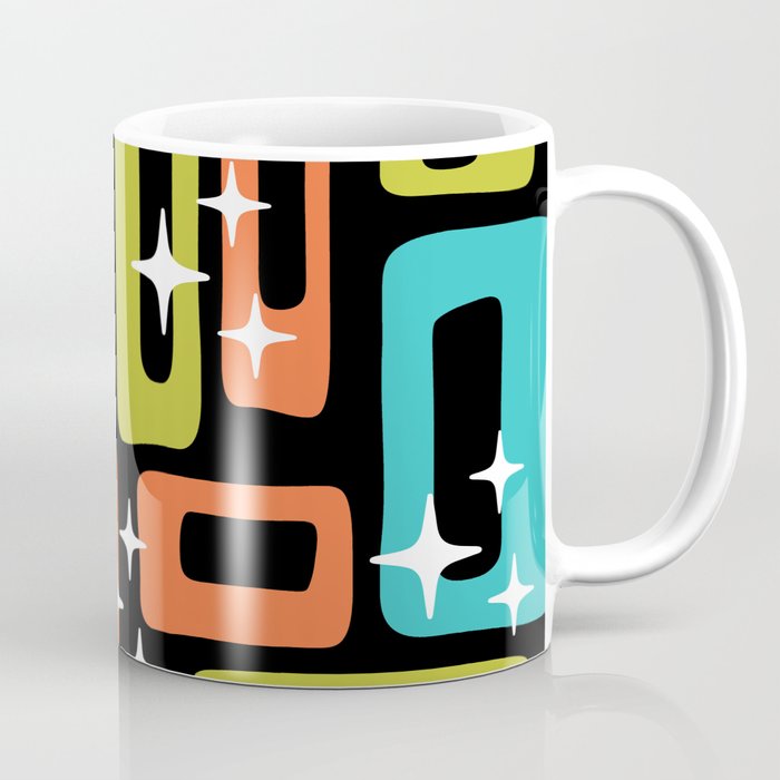 Retro Mid Century Modern Abstract Pattern 222 Googie Orange Chartreuse Turquoise Coffee Mug