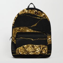 Girly Trend - Black Marble And Gold Metallic Foil  Backpack | Graphicdesign, Metal, Marble, Modern, Abstract, Gem, Texture, Marbled, Geode, Homedecor 