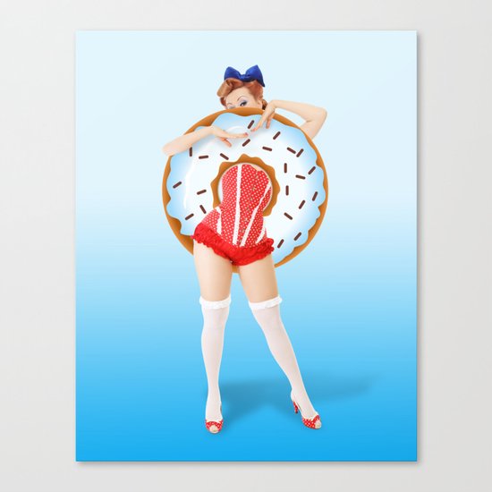 donuts woman Canvas Print