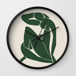 Matisse Abstract Nude II, Forest Green, Mid Century Art Decor Wall Clock