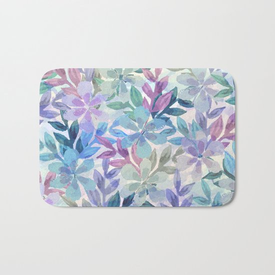 watercolor Botanical garden Bath Mat