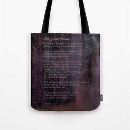 The Guest House by Rumi, Poetry Abstract Wall Art Tote Bag