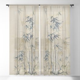 Bamboo,Oriental painting,Chinoiserie, koreanpainting Sheer Curtain