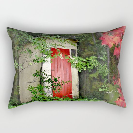 The Red Outhouse Door Rectangular Pillow